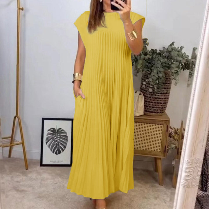 Robe maxi plissée élégante pour dames avec poches pratiques Levoire