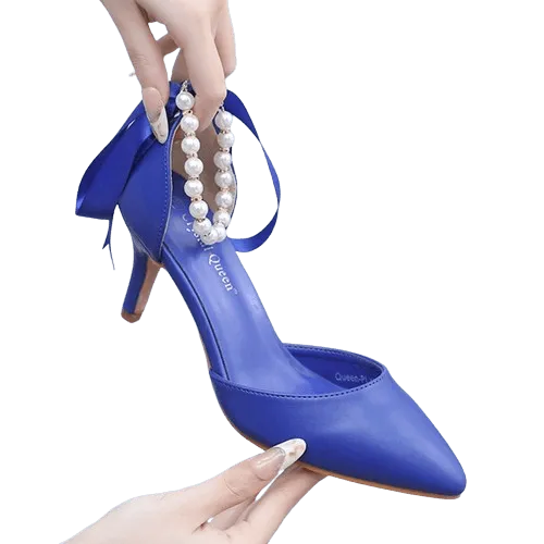 Levoire | Chaussures élégantes avec des perles et une boucle vert émeraude