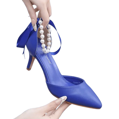 Levoire | Chaussures élégantes avec des perles et une boucle vert émeraude