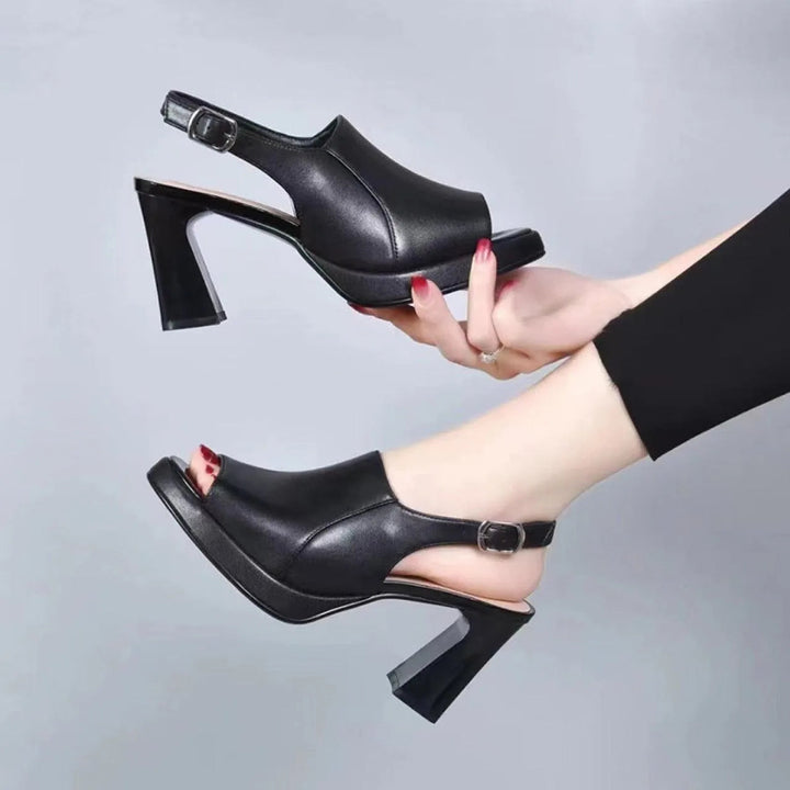 Levoire | Sandales pour femmes avec semelle épaisse et semelle douce Noir 7cm