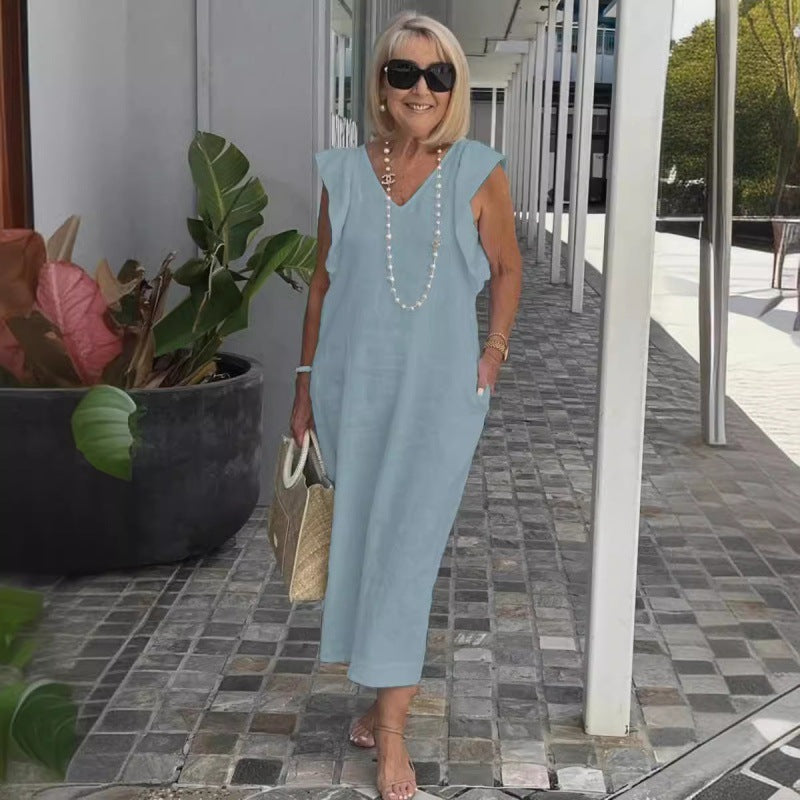 Levoire | Chic Takana Noueur de Col Doux Manche Robe en Coton