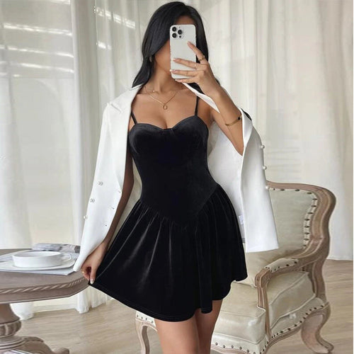 Levoire | Robe en velours Sametti Sans bretelles Mini-robe