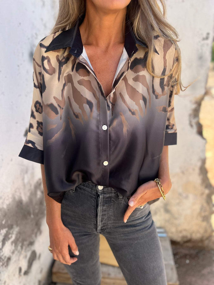 Blouse en soie élégante pour femmes avec un motif léopard contemporain Levoire
