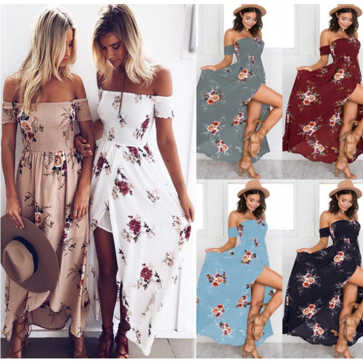 Robe maxi femme avec design décolleté et motifs floraux Levoire