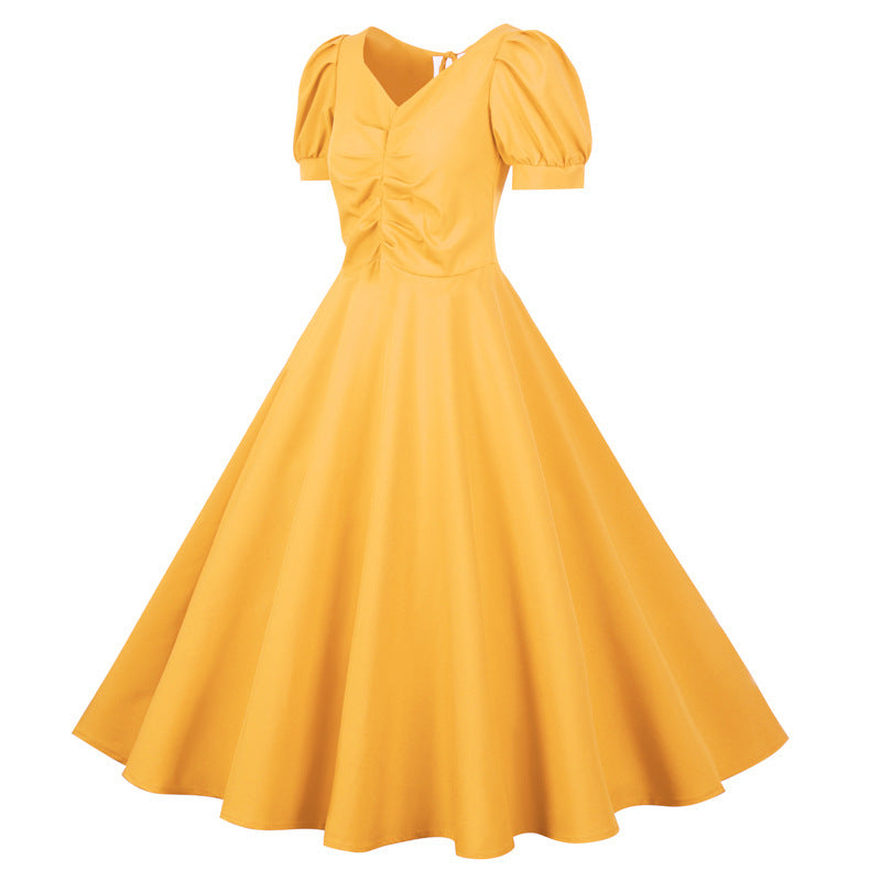 Robe swing pour femmes avec un élégant drapé et des manches courtes Levoire
