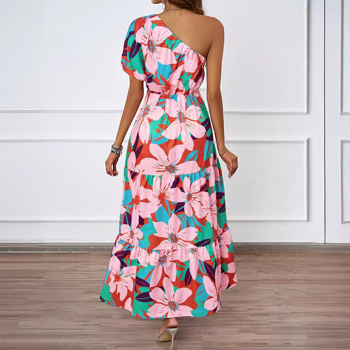 Robe Maxi d'été pour femmes avec coupe asymétrique et motif floral Levoire