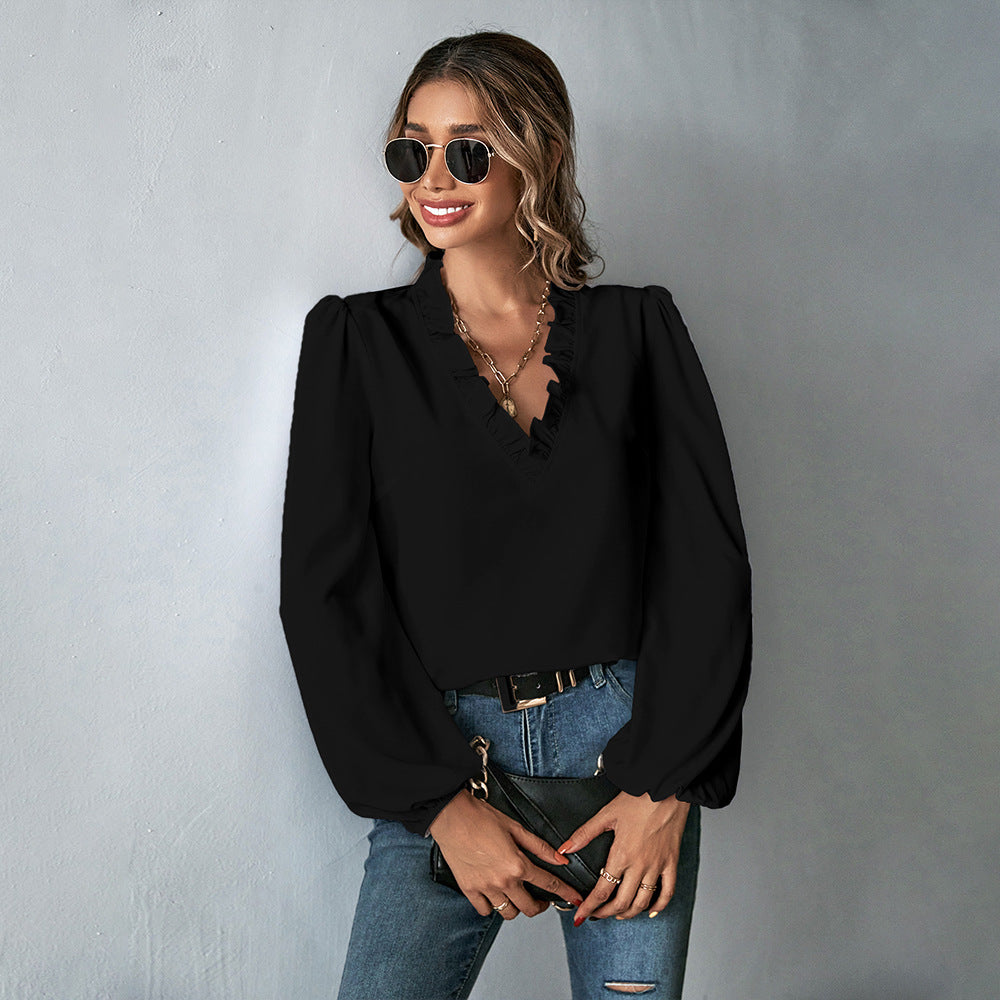 Blouse pour femmes avec des détails en volants et des manches volumineuses Levoire