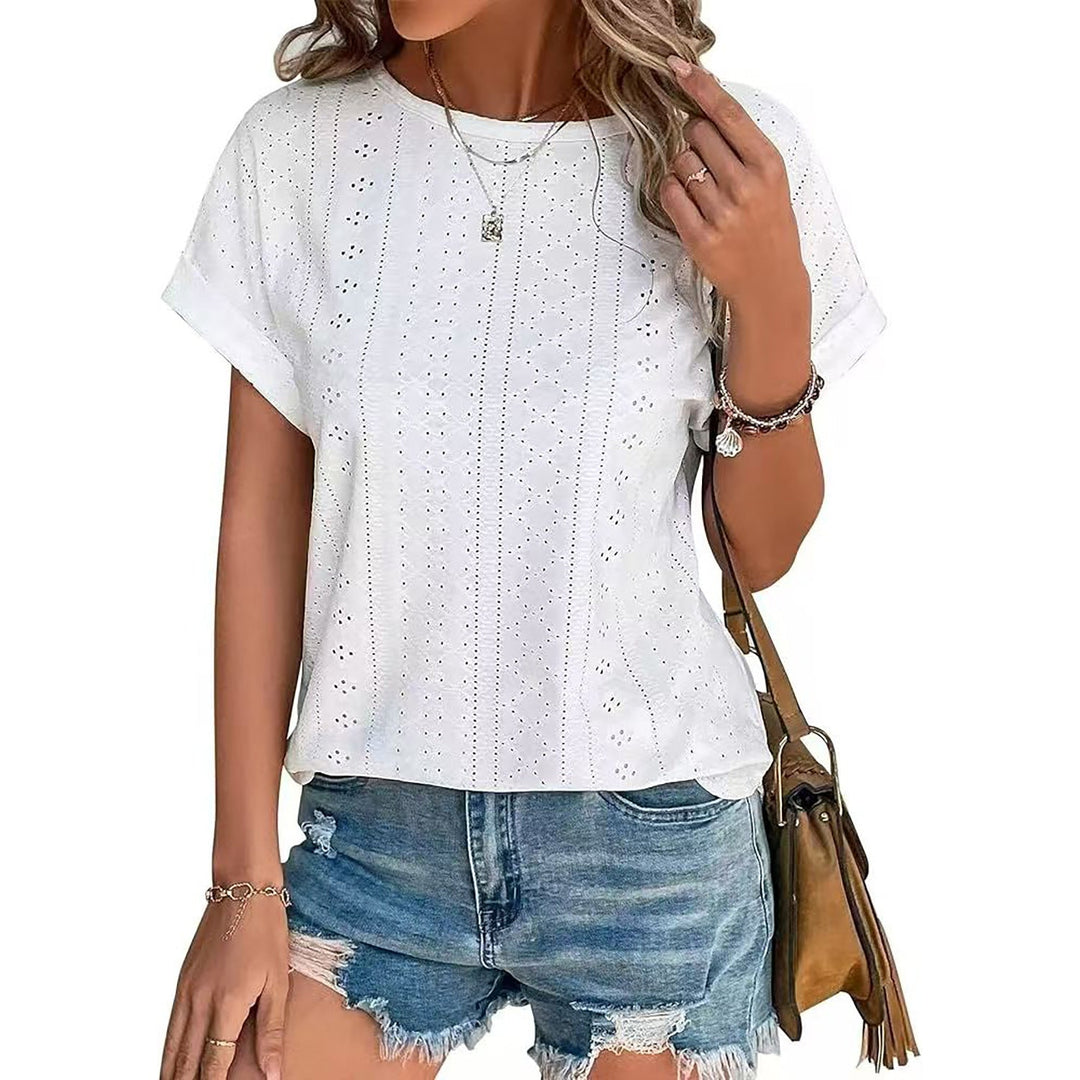 Levoire | T-shirt décontracté à col rond à manches courtes Blanc