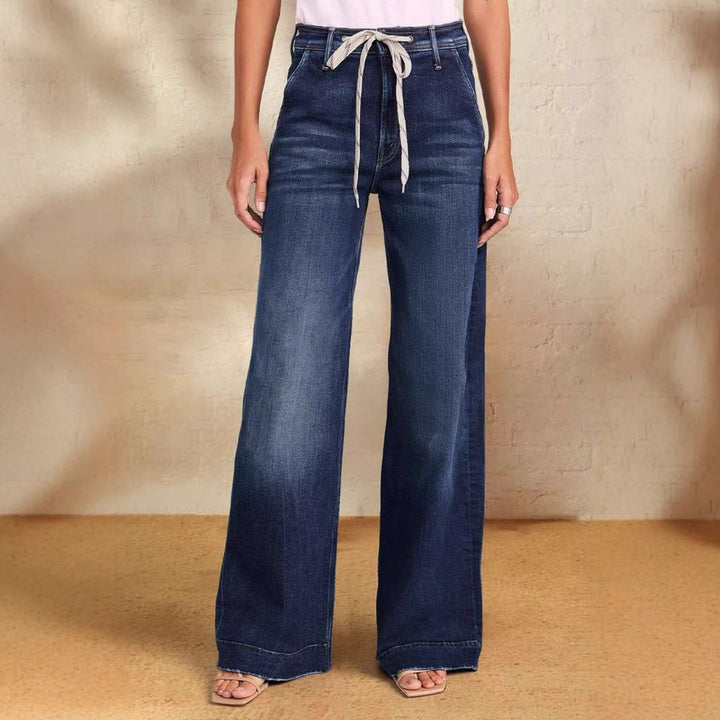 Jeans larges pour femmes avec taille adjustable et détail tendance Levoire