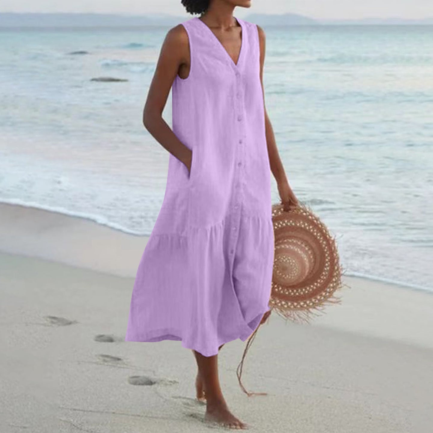 Levoire | Robe D'Été Confortable Avec Poches Lilas