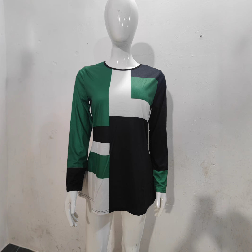 Levoire | T-shirt à col rond à motifs tendance à manches longues