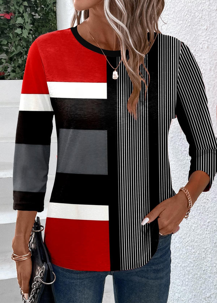 Levoire | Rento Imprimé Col Rond Standard Longue Manches T-shirt Rot