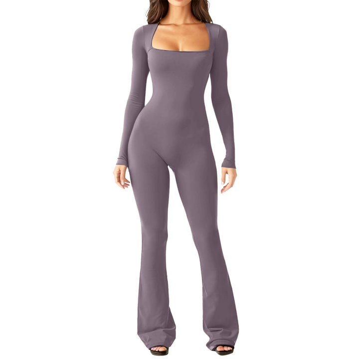 Levoire | Élégant Combinaison Légère à Col Carré pour Femmes Lila-gris