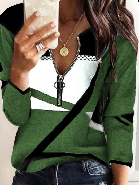 Levoire | T-shirt à manches longues zip tendance Vert