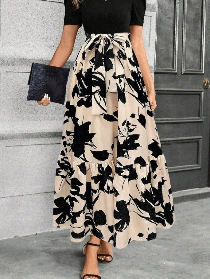 Jupe maxi pour femmes avec coupe volumineuse et design floral Levoire