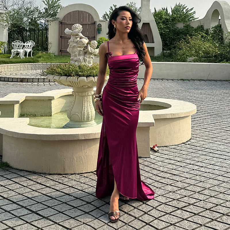 Robe Maxi Élégante pour Femmes avec Éléments de Rassemblement Sophistiqués Levoire
