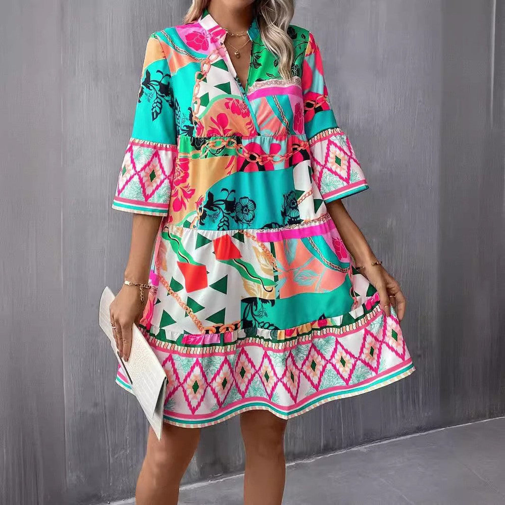 Levoire | Élégante robe-blouse à volants à manches cinq points