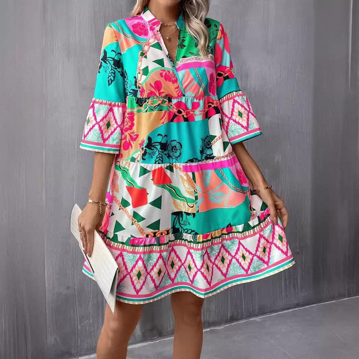 Levoire | Élégante robe-blouse à volants à manches cinq points