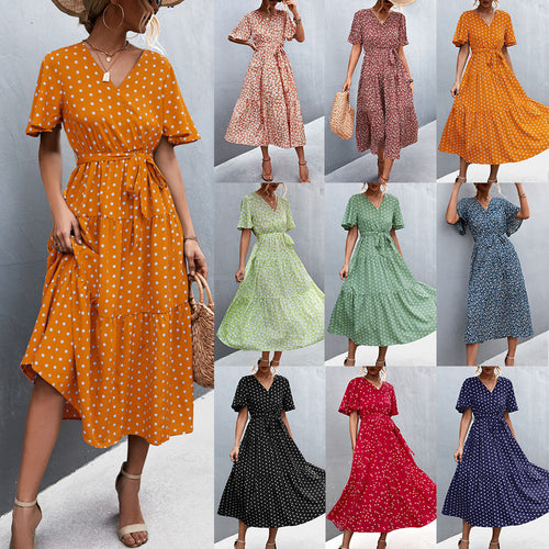 Robe midi femme avec motif floral et lien de taille ajustable Levoire