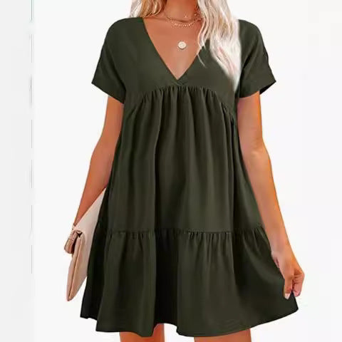 Robe femme à col en V avec un ourlet large et flottant Levoire