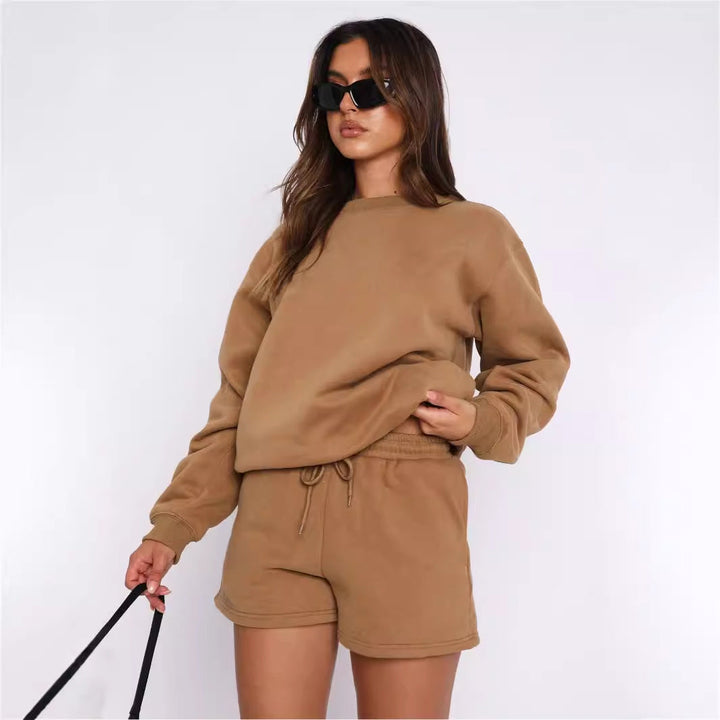 Levoire | Ensemble de sweat à col rond polyvalent et shorts