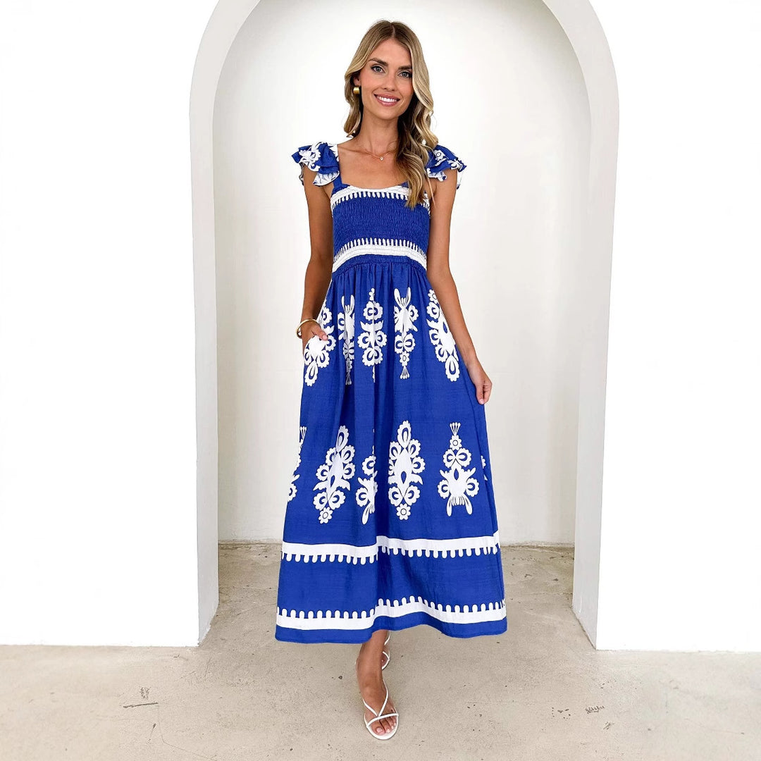 Robe maxi femme avec design décolleté et motifs floraux Levoire
