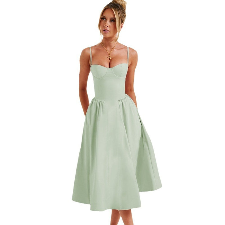 Robe midi pour femme avec décolleté en cœur esthétique et jupe évasée Levoire