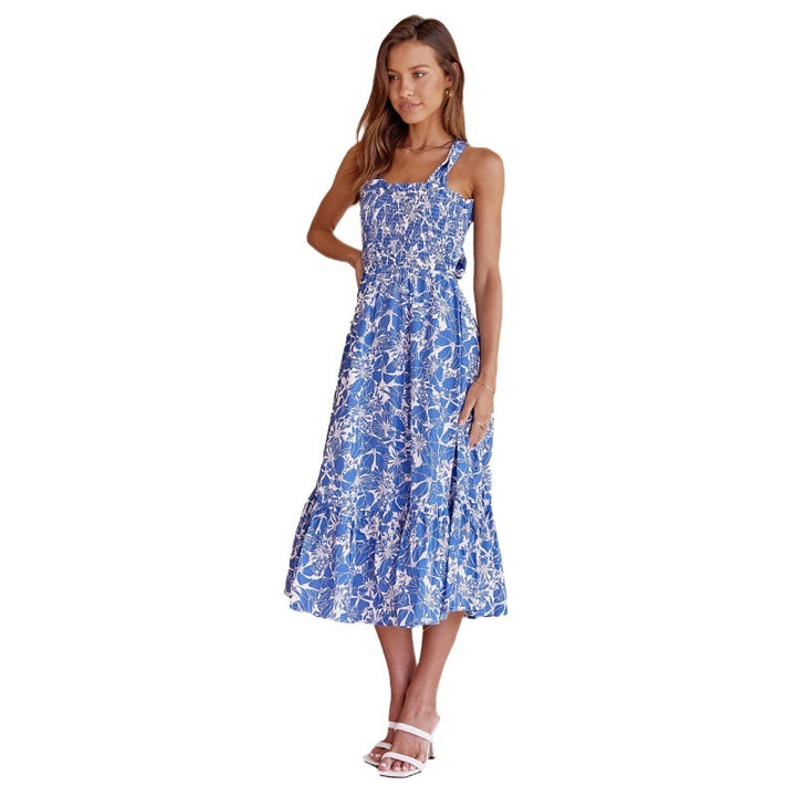 Robe maxi pour femmes avec un design floral romantique et un cordon de taille élastique Levoire