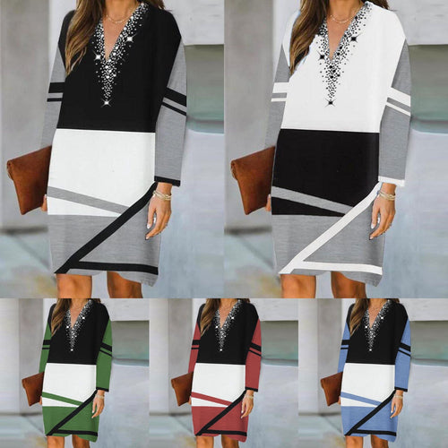 Levoire | Robe Longue à Manches Longues Imprimée à Col en V