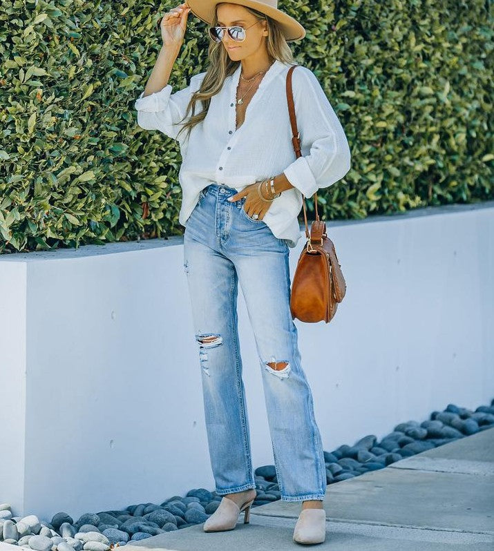 Levoire | Bleu Taille Haute Jean Droit