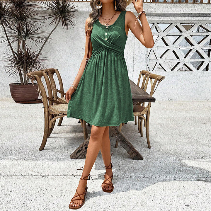 Robe midi décontractée pour femmes avec boutons et design ajusté Levoire
