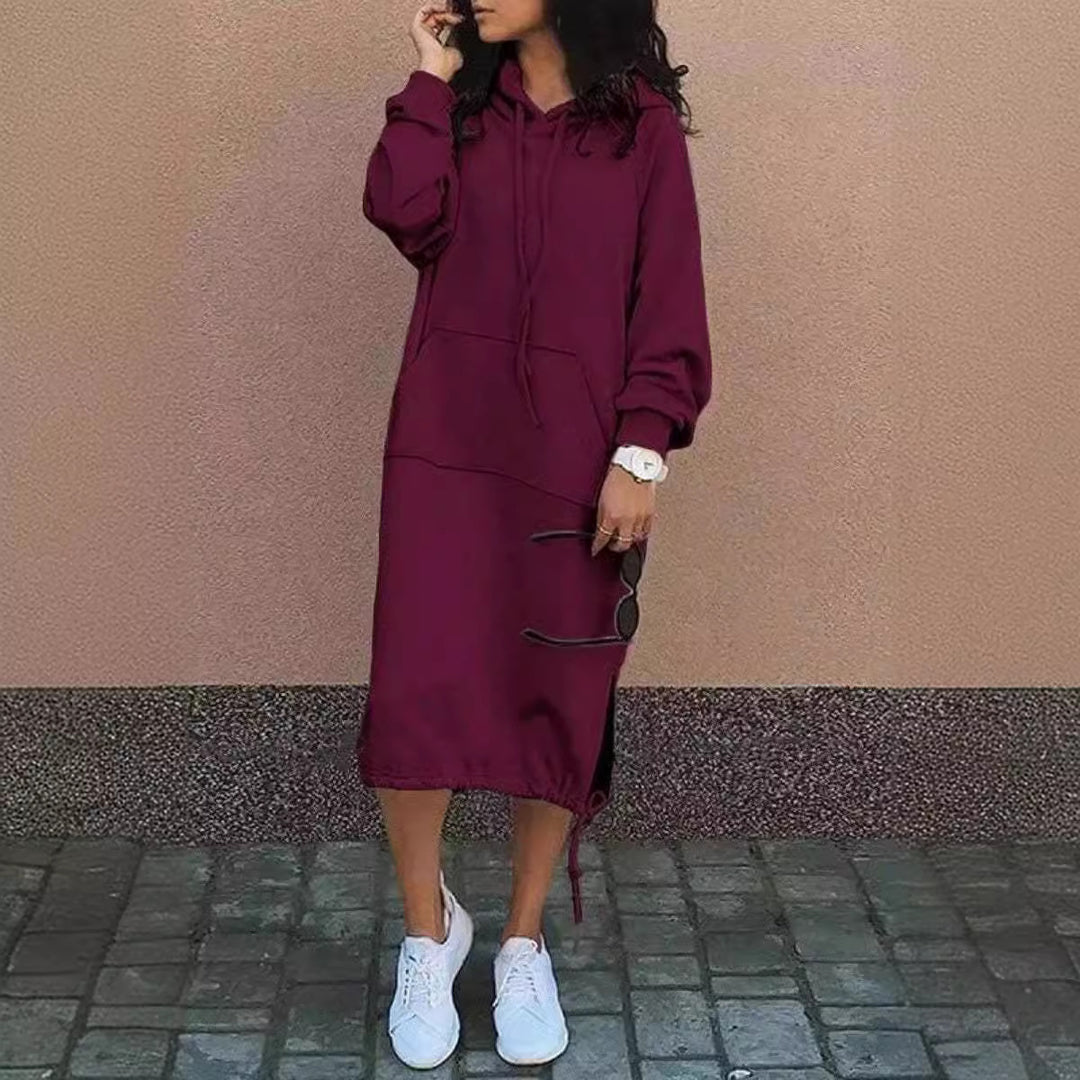 Robe sweat à capuche pour femmes avec poches latérales et ourlet réglable Levoire