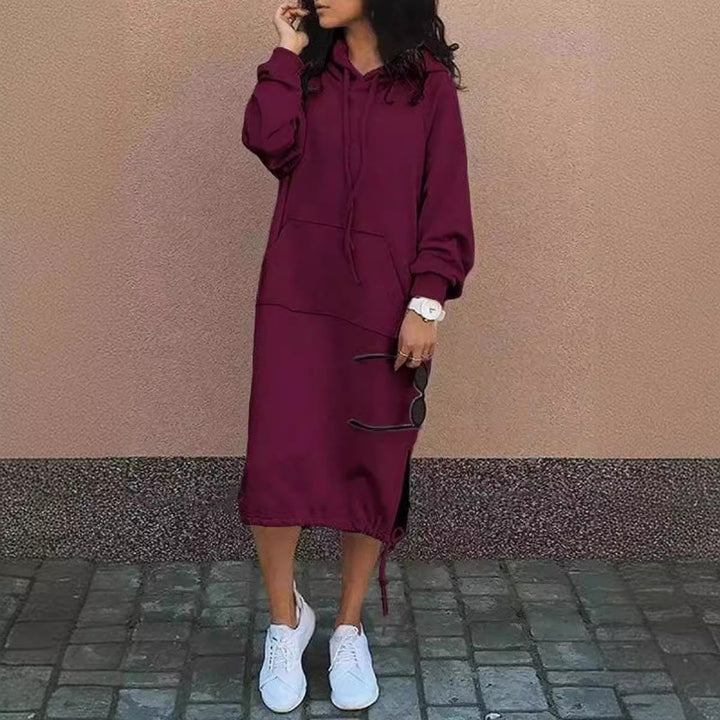 Robe sweat à capuche pour femmes avec poches latérales et ourlet réglable Levoire