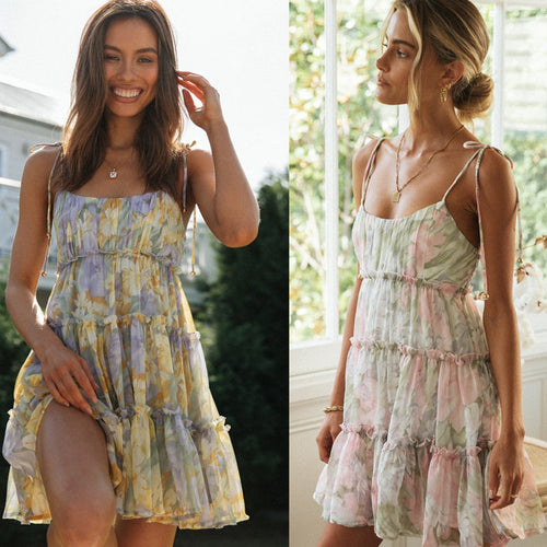 Robe d'été aérienne pour femmes avec de délicates volants et des bretelles spaghetti Levoire