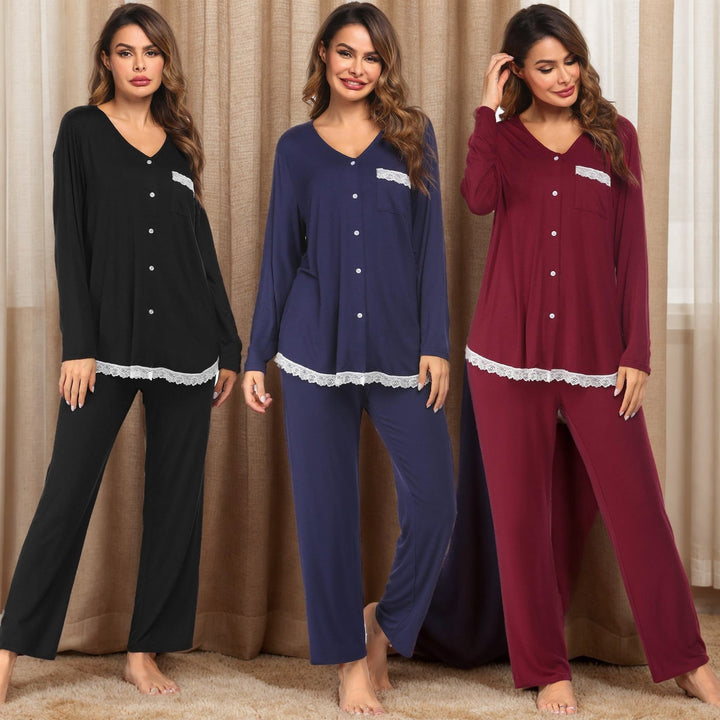 Levoire | dentelle-nuisette Manches longues Pantalons longs Ensemble maison