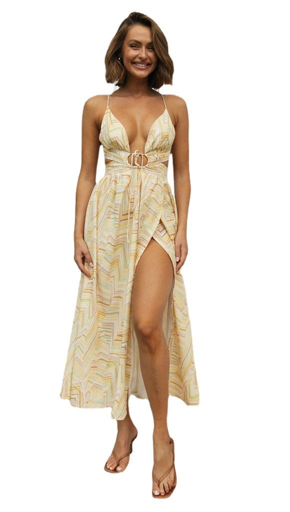 Robe maxi femme avec un détail de nœud complexe et une fente haute Levoire