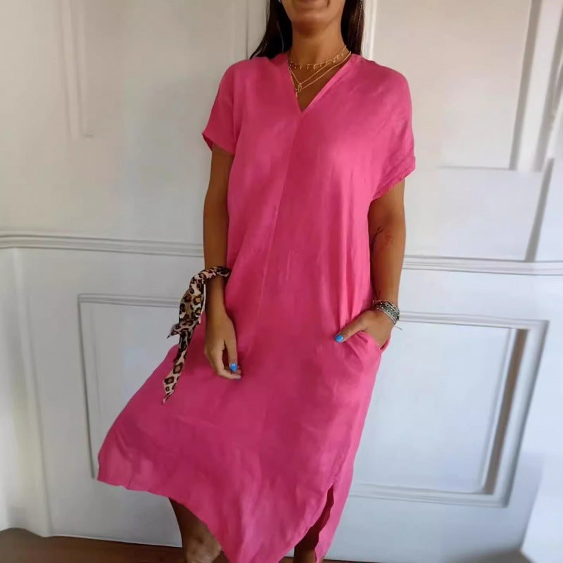 Levoire | Robe courte à encolure en V à manches courtes