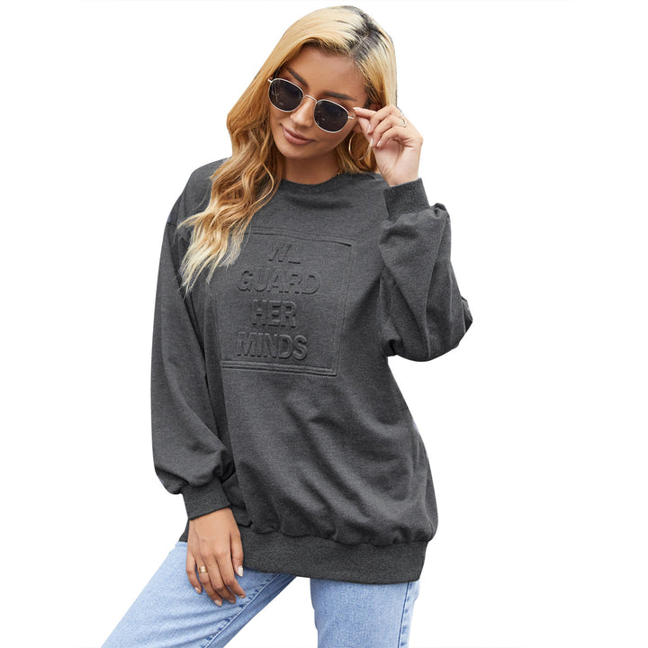 Sweatshirt décontracté pour femmes avec un élégant col rond et une écriture décorative Levoire