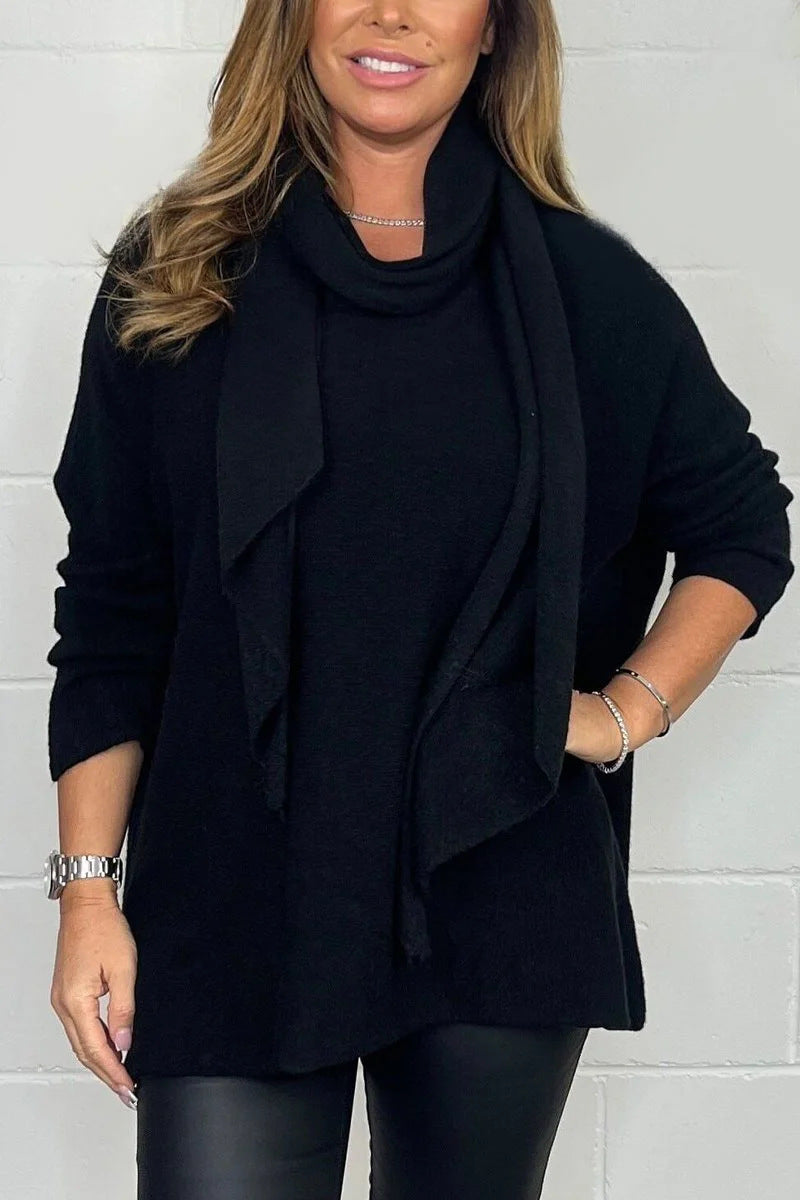 Pull femme décontracté avec foulard à la mode Levoire