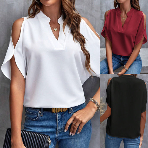 Blouse élégante pour femmes avec design de manches découpées et col montant à la mode Levoire