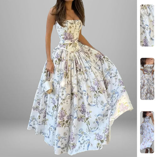 Robe maxi femme avec motifs floraux et haut froncé Levoire