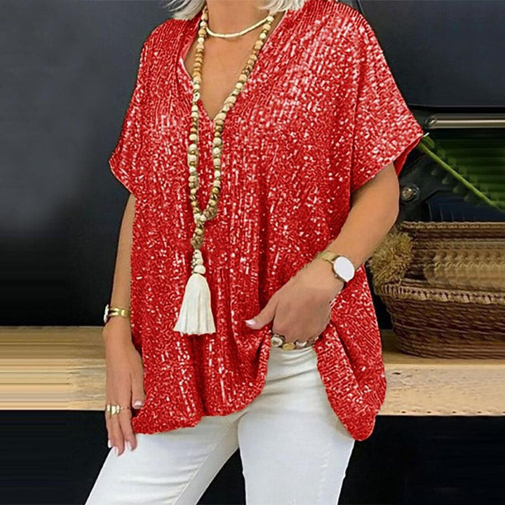 Levoire | Rento pull-over sequins col V T-shirt Rot