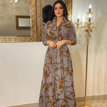 Levoire | Robe Vintage Imprimée Élégante Gris