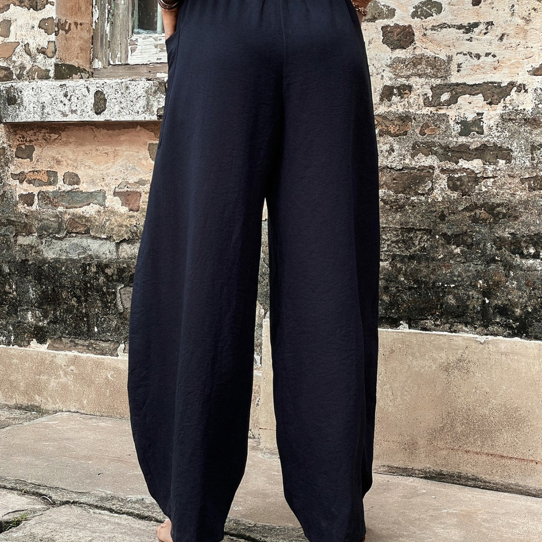 Pantalons larges harem décontractés pour femmes avec taille élastique et poches pratiques Levoire