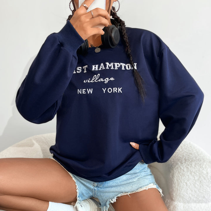 Pull décontracté pour femmes avec lettrage créatif et coupe confortable Levoire