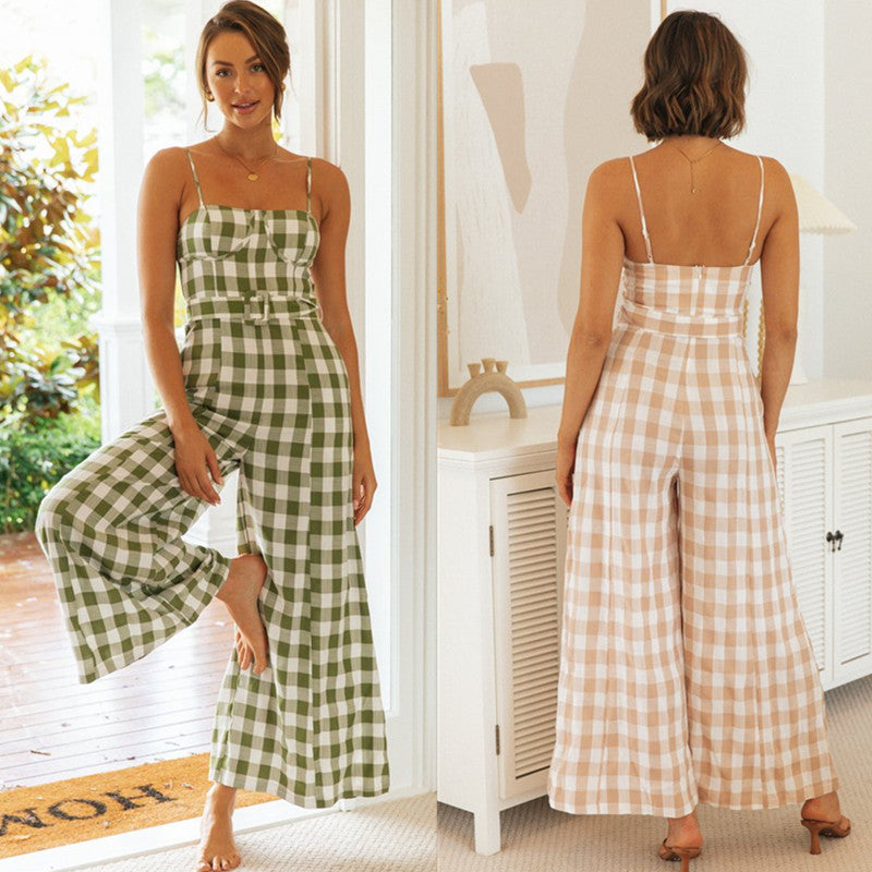 Combinaison pour femme avec motif vichy et ceinture à la taille Levoire