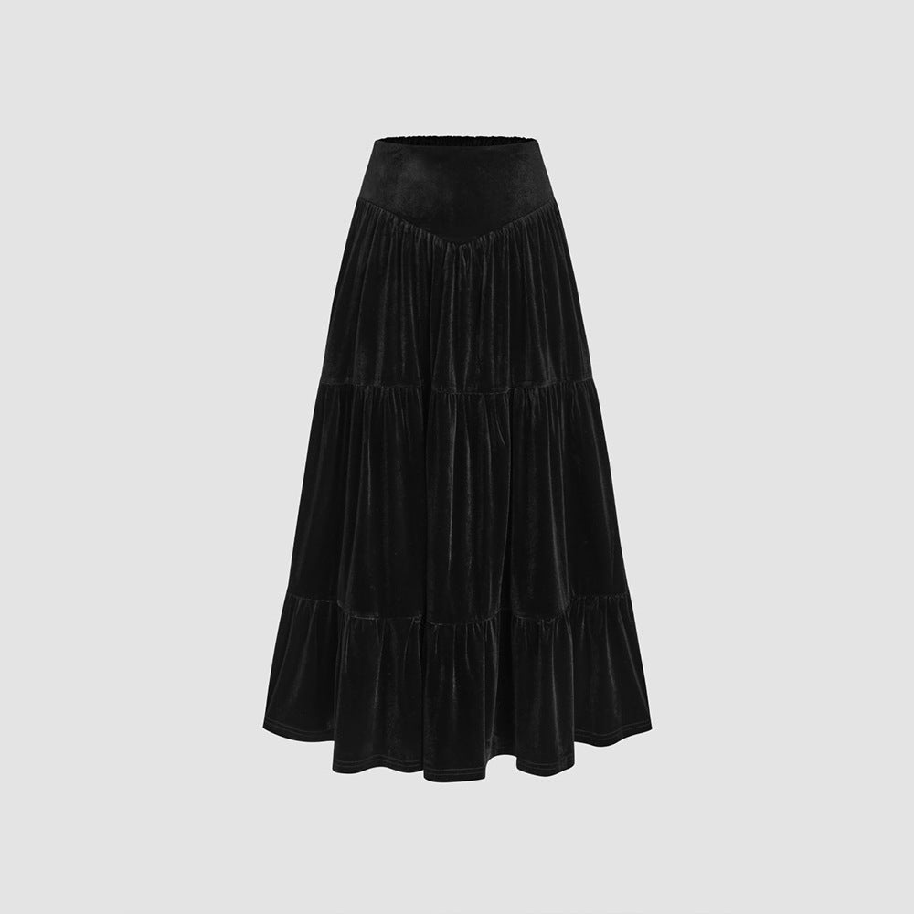 Ensemble élégant pour femmes composé d'une chemise à volants et d'une maxi jupe fluide Levoire