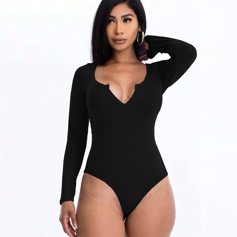 Body femme avec décolleté en V profond et manches longues Levoire