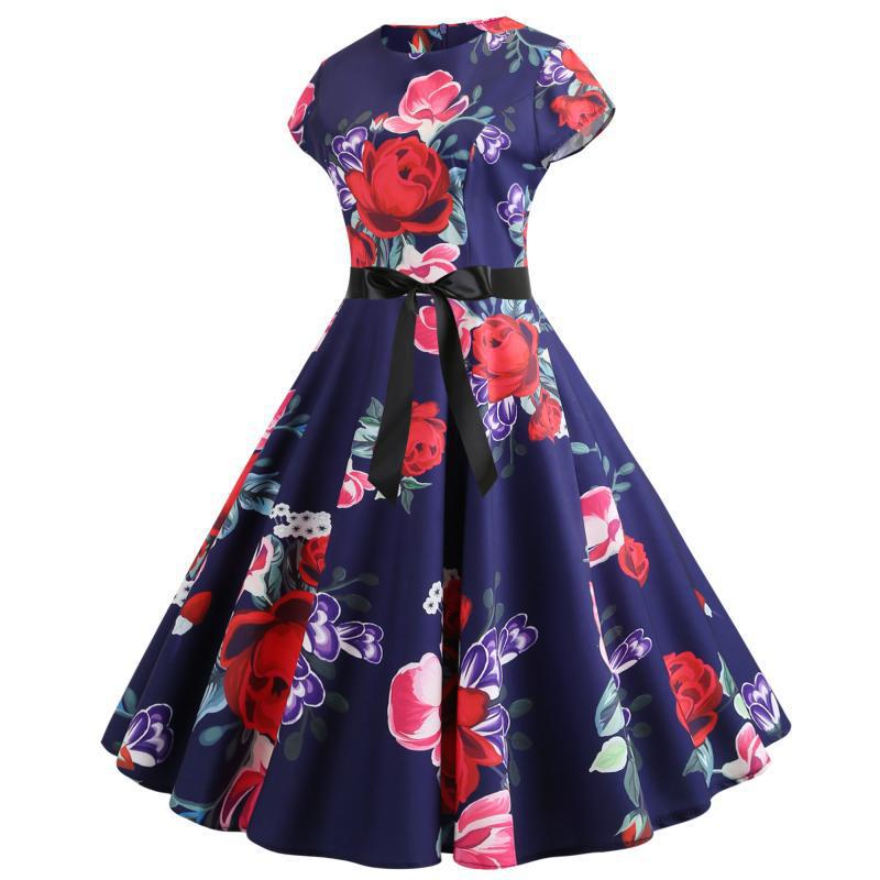 Robe midi femme avec des motifs floraux et jupe évasée Levoire