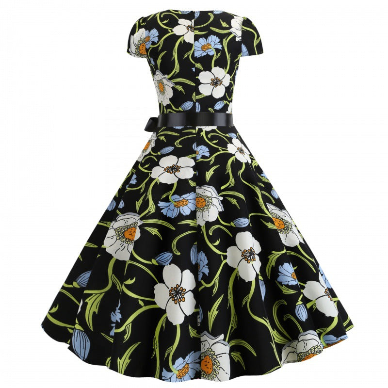 Robe swing pour femmes avec motif floral et taille élégante Levoire